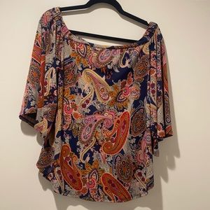 Veronica M Paisley Off the Shoulder blouse